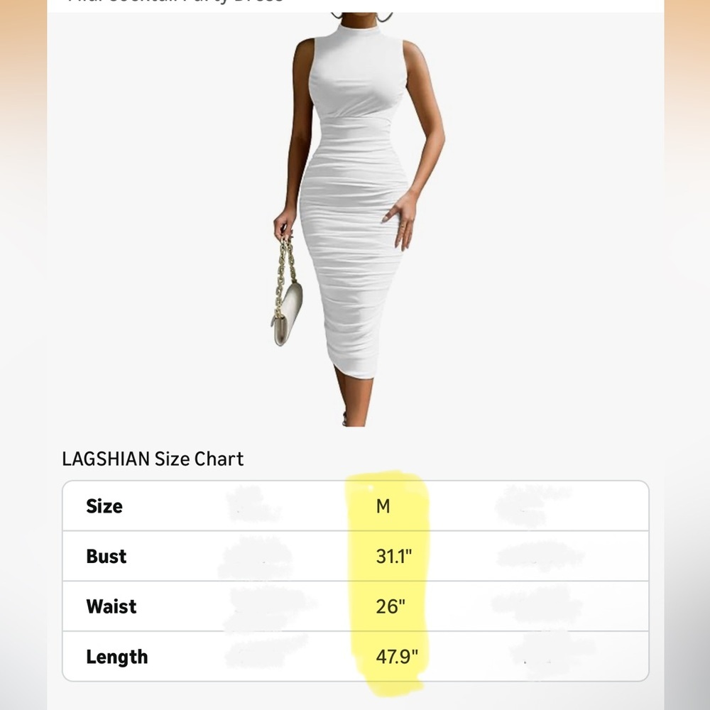 Women's Sexy Bodycon High Neck Sleeveless Ruched Midi Cocktail Party Dress - Picture 8 of 8